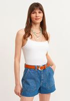Bayan Beyaz Askı Detaylı Tank Top