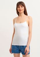 Bayan Beyaz Askı Detaylı Tank Top