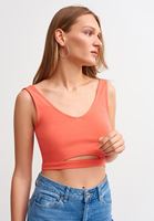 Bayan Pembe Cut-Out Detaylı Crop Atlet