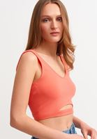 Bayan Pembe Cut-Out Detaylı Crop Atlet