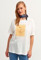 Women Cream Slogan Printed Boyfriend T-shirt