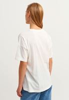 Women Cream Slogan Printed Boyfriend T-shirt