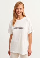 Bayan Krem Close-Fit Artwork Baskılı Tişört