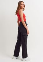 Bayan Siyah High-Rise Jogger Pantolon
