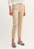 Bayan Bej Yüksek Bel Straight-Fit Pantolon