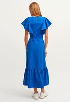Women Blue Cotton and Flounce Maxi Dress