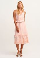 Women Pink Double-Breasted Midi Dress