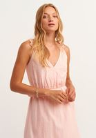 Women Pink Double-Breasted Midi Dress
