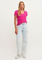 Bayan Pembe Pamuklu V-Neck Tişört
