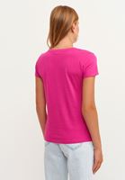 Bayan Pembe Pamuklu V-Neck Tişört