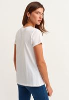 Bayan Beyaz Pamuklu V-Neck Tişört