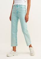 Bayan Mavi Yıkama Efektli Straight-Fit Pantolon