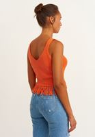 Bayan Turuncu Püsküllü Crop Triko top