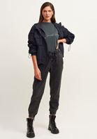 Women Black Black Denim Jogger Pants