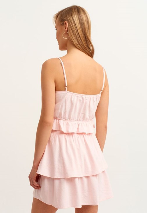 Beli Büzgülü Crop ve Volanlı Mini Etek Kombini