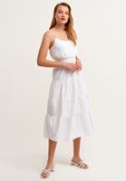 Women White Cotton Strappy Dress
