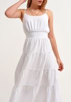 Women White Cotton Strappy Dress