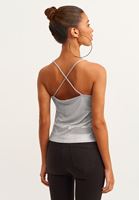 Bayan Gri Cowl-Neck Sırt Detaylı Crop Tank