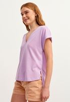 Bayan Mor V-Neck Oversize Tişört