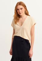 Bayan Kum Beji V-Neck Oversize Tişört