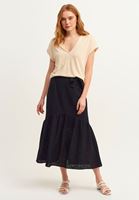 Bayan Kum Beji V-Neck Oversize Tişört
