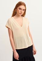 Bayan Kum Beji V-Neck Oversize Tişört