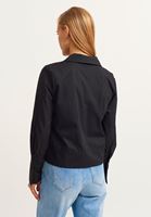 Women Black Cotton Crop Poplin Shirt