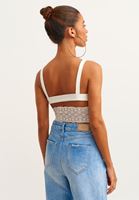 Bayan Krem Dantel Detaylı Crop Top