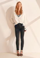 Bayan Çok Renkli Oversize V-Neck Triko