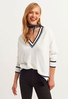 Bayan Çok Renkli Oversize V-Neck Triko