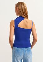 Bayan Mavi Cut-Out Detaylı Triko Top