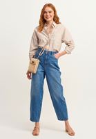 Bayan Mavi Slouchy-Fit Denim Pantolon