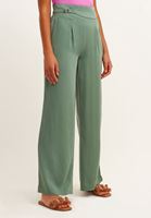 Women Green Loose Pants With Belt Detail (TENCEL™ )