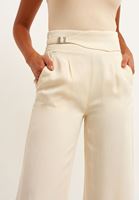 Bayan Bej Kemer Detaylı Bol Pantolon ( TENCEL™ )