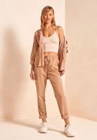 Women Cream Soft Textured Baggy Trousers