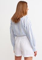 Bayan Beyaz Bel Detaylı Kısa Şort ( TENCEL™ )