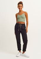 Bayan Siyah Beli Lastikli Carrot-Fit Pantolon ( TENCEL™ )