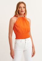 Bayan Turuncu Halter-Neck Crop Top ( TENCEL™ )