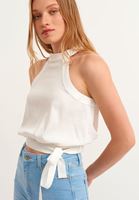 Bayan Krem Halter-Neck Crop Top ( TENCEL™ )