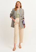 Pileli Slouchy Pantolon Ve Ekose Blazer Ceket Kombini