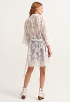 Women Cream Transparent Jacket with Tie Detail