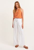 Bayan Turuncu Halter Yaka Crop Top