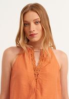 Bayan Turuncu Halter Yaka Crop Top