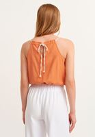 Bayan Turuncu Halter Yaka Crop Top