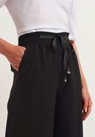 Bayan Siyah Wide-Leg Bağcıklı Pantolon
