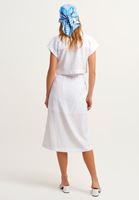Women White Pocket and Belt Midi Skirt