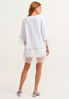 Bayan Beyaz Romantik Dantelli Kimono