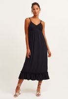 Women Black Embroidered Romantic Dress
