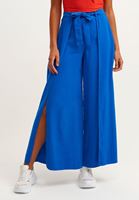 Bayan Mavi Yırtmaç Detaylı Wide-Leg Pantolon