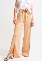 Women Beige Slit Detailed High Waist Trousers